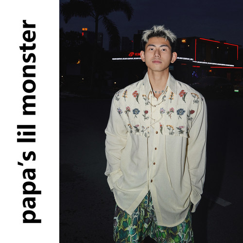 Papaslilmonster【漫走四季花序】两侧翻面重工刺绣秋冬长袖衬衫