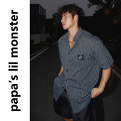 lil 口袋小众设计复古竖纹衬衣 夏季 monster休闲条纹宽松短袖 衬衫