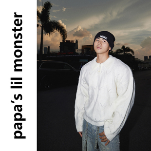 菱格麻花编制纹理POLO毛衣 美式 PAPASLILMONSTER 新钱学院