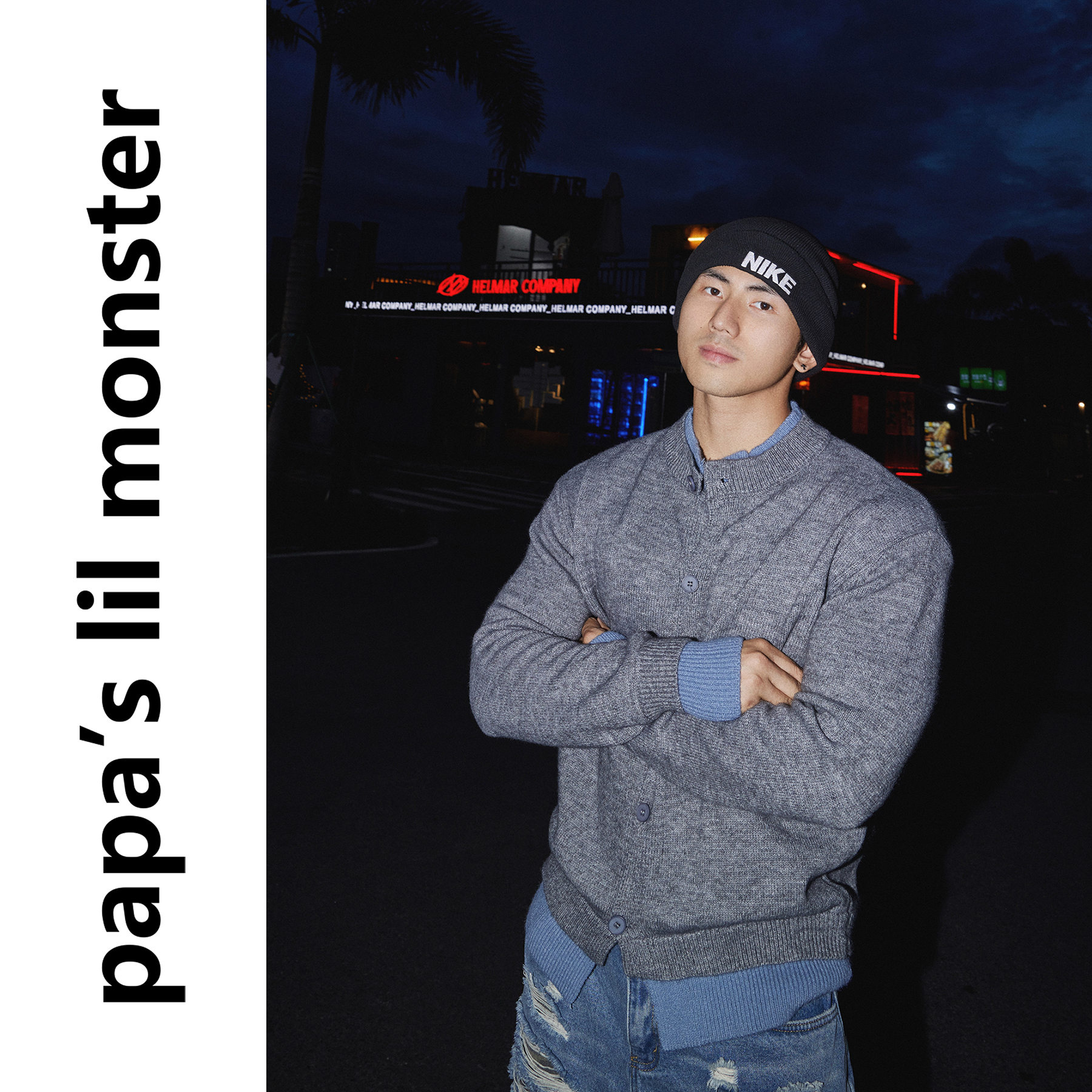 PAPASLILMONSTER【老钱设计感】秋冬假两件撞色开衫毛衣外套男