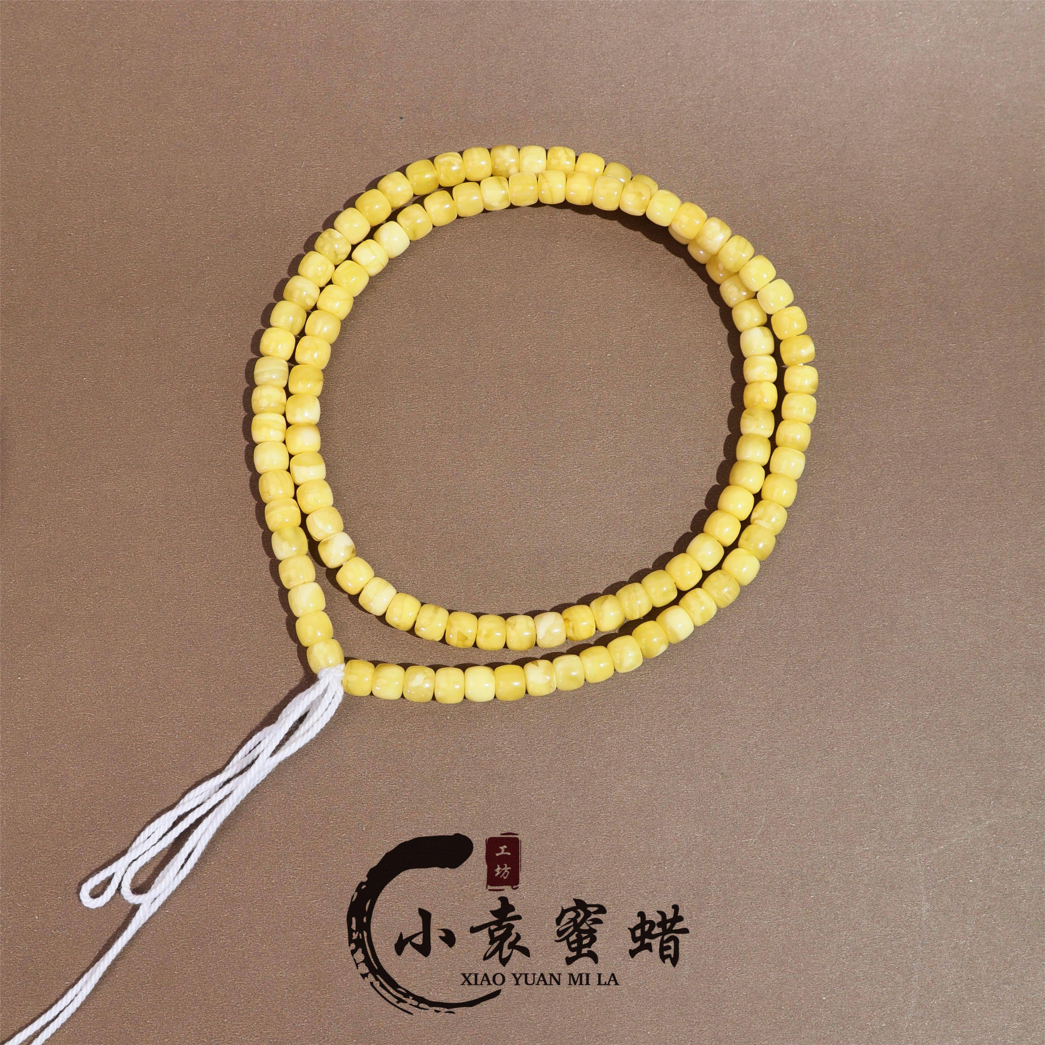 【一物一拍】天然琥珀蜜蜡项链精工大孔老型108佛珠念珠多圈7mm