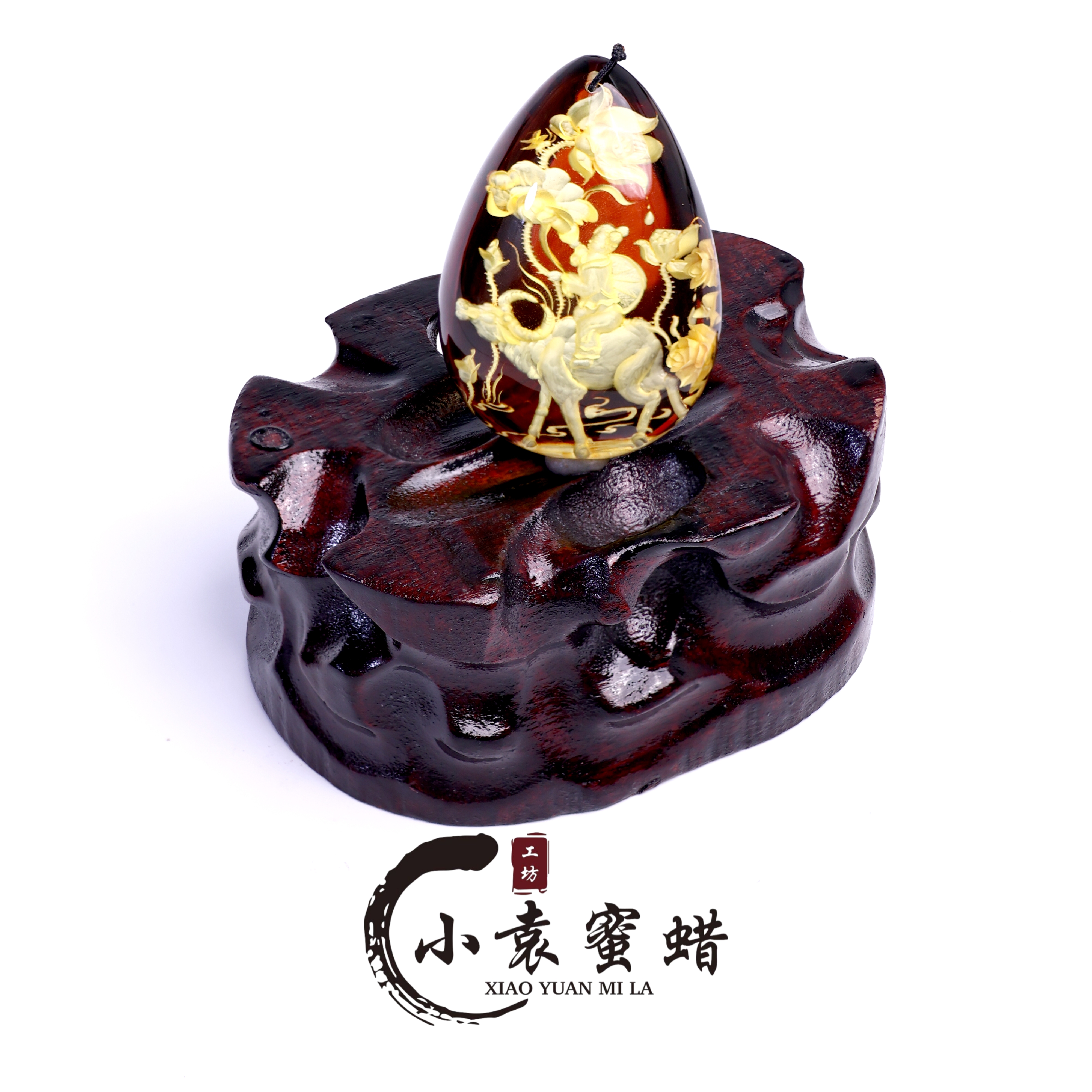 【一物一拍】天然琥珀蜜蜡吊坠血珀阴雕雕刻件童子牧牛精美挂坠