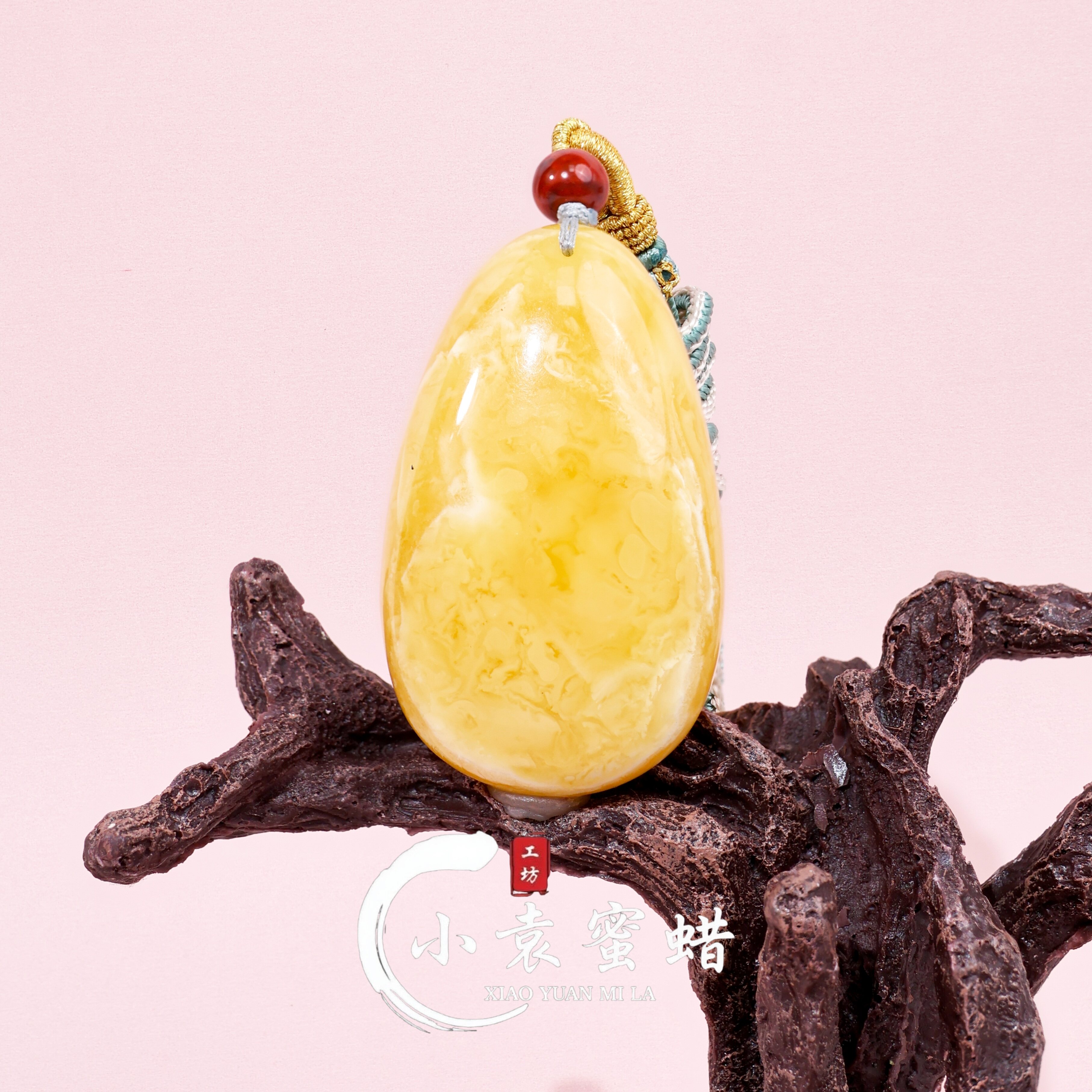 【一物一拍】天然琥珀蜜蜡吊坠俄料虎皮千层妖花水滴精美平安挂坠