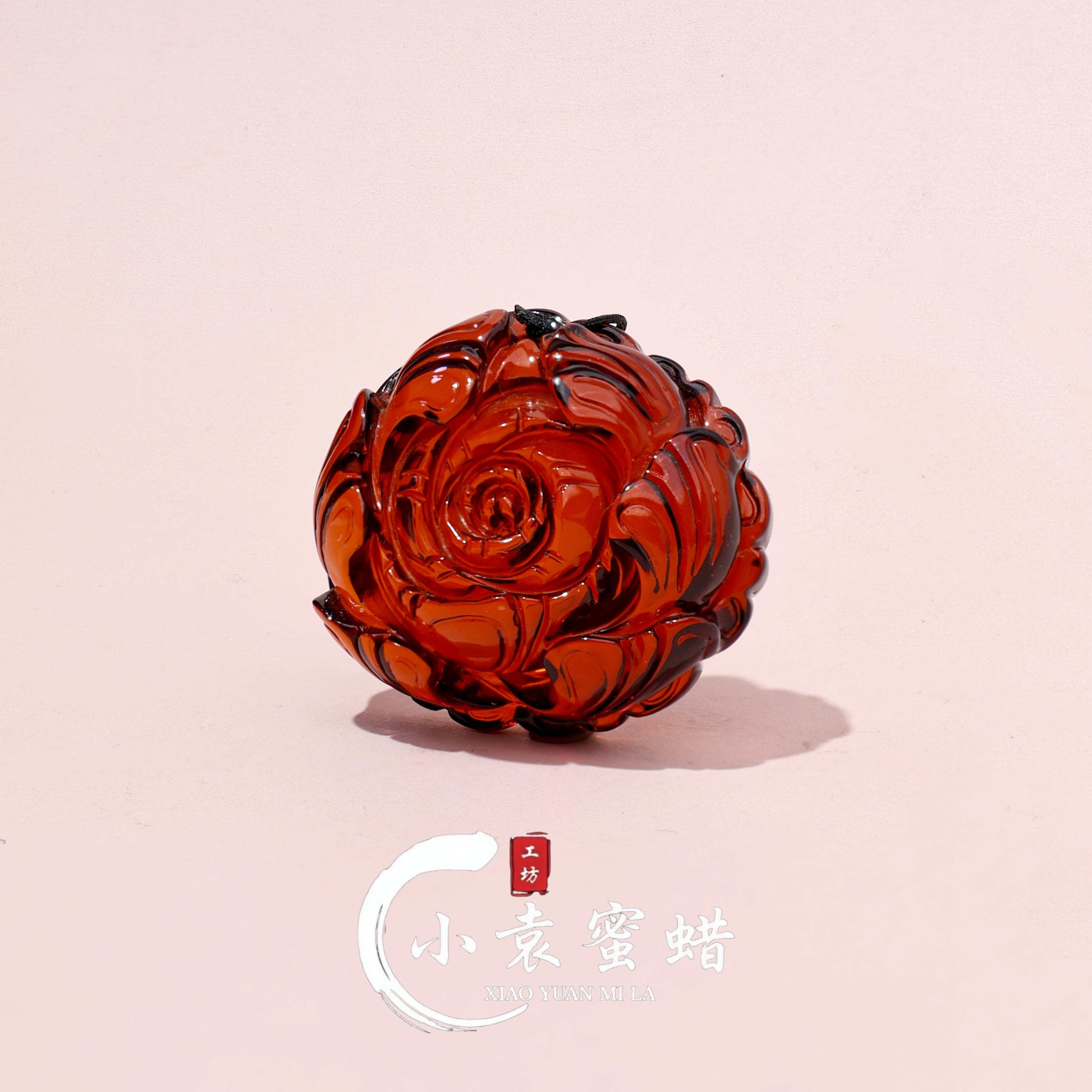 【一物一拍】天然琥珀蜜蜡吊坠血珀牡丹花雕刻件精美挂坠15-16g