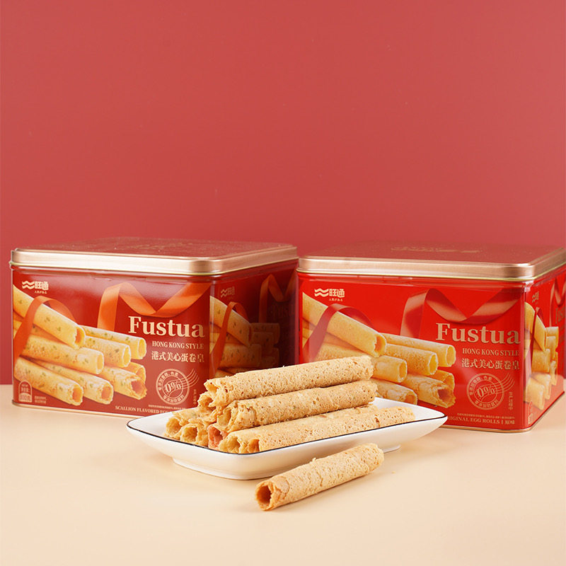 旺通蛋卷鸡蛋卷铁罐礼盒装300g休闲零食蛋卷酥解馋下午茶