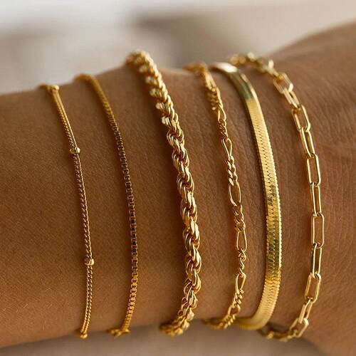 6-piece set bracelets women金属炼条女式手饰套装6条装手錬套装