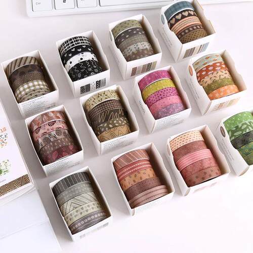 5Pcs Basic Washi Tapes Scrapbooking Washi Tape Set School Su