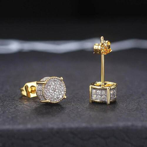 Full diamond hip-hop men's earrings zircon micro inlay