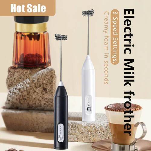 Electric Milk Foamer Blender Stainless Steel Handheld Milk F