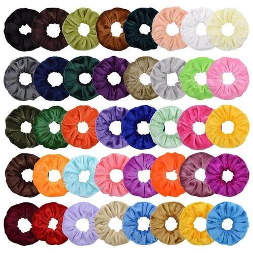 40 Solid Colors Velvet Scrunchies Hair Ties White Black Red