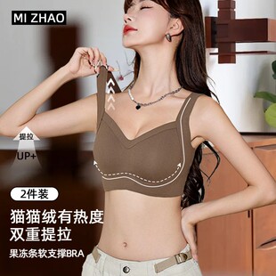 态诗雅2024新款秋冬磨毛无痕内衣女小胸聚拢上托收副乳防下垂文胸