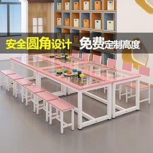 少儿美术桌托管班幼儿园补习班课桌椅绘画桌培训机构画室玻璃桌子