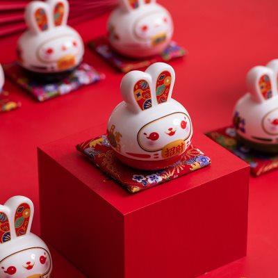 五福兔陶瓷存钱罐摆件礼品赚赚兔年会送礼本命年吉祥物国潮文创