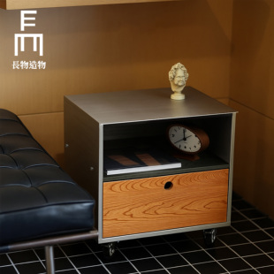 长物造物|浮镜床边几 中古实木床头柜包豪斯卧室床边柜矮柜设计款
