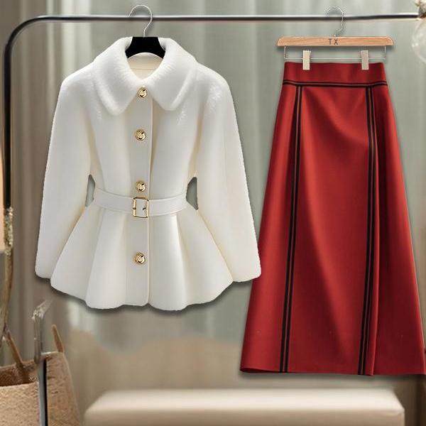 2024冬季独特超好看短款上衣气质收腰小香风厚外套半身裙穿搭套装,女装/女士精品,时尚套装,淘宝优惠券,粉丝福利购,淘宝优惠卷