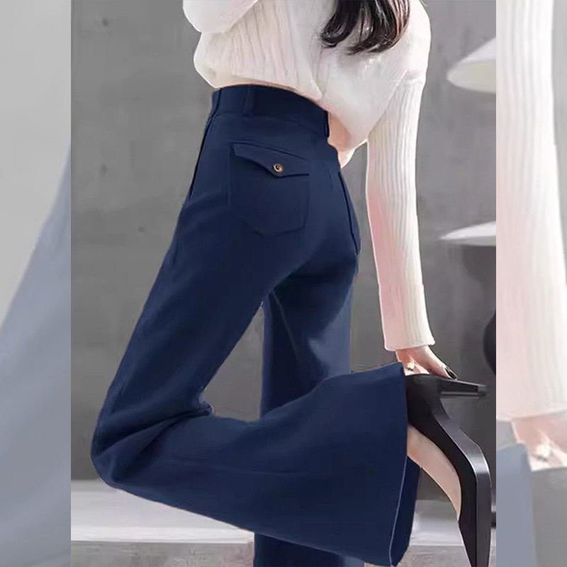 2025春季流行超好看时尚通勤百搭高腰显瘦职业微喇裤阔腿裤子女