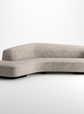 现代简约创意设计布艺多人位象牙弧形靠背沙发大户型G家具定制