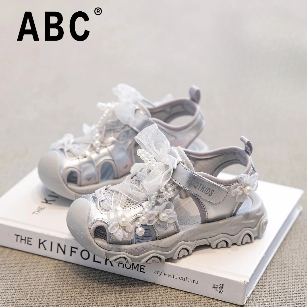 ABC女童夏季凉鞋2025新款薄款儿童运动鞋女宝公主风包头鞋子女孩