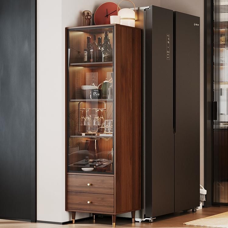 玻璃酒柜展示柜小型落地柜实木酒柜白酒收纳柜客厅靠墙家用置物架