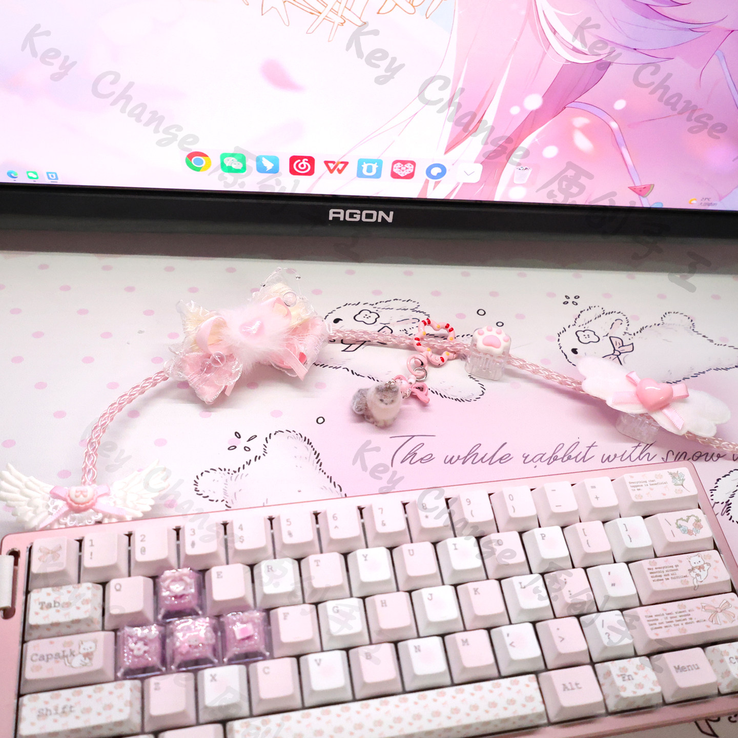 原创定制Wooting发光8K磁轴航插线单晶铜键盘数据线EV63Mad68ATK