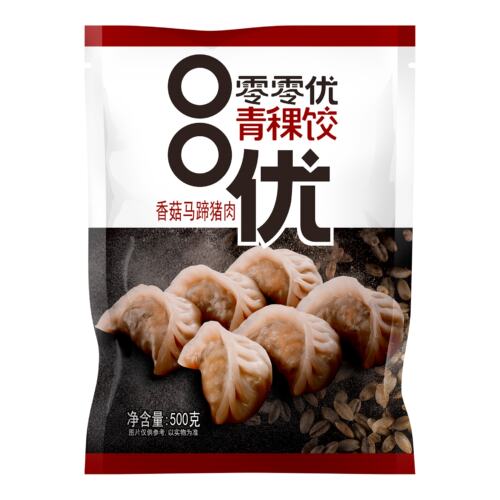 零零优香菇马蹄猪肉青稞饺500g营养早餐代餐孕妇健身粗粮方便速食
