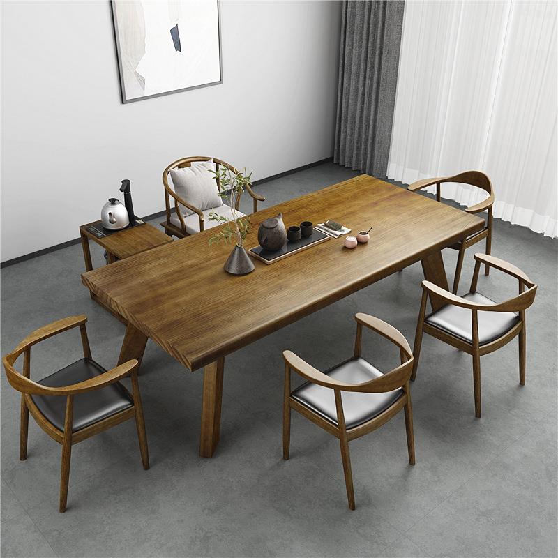 实木椅组合新中式仿茶泡茶桌家用餐桌客桌厅会客YS-035桌办公室古