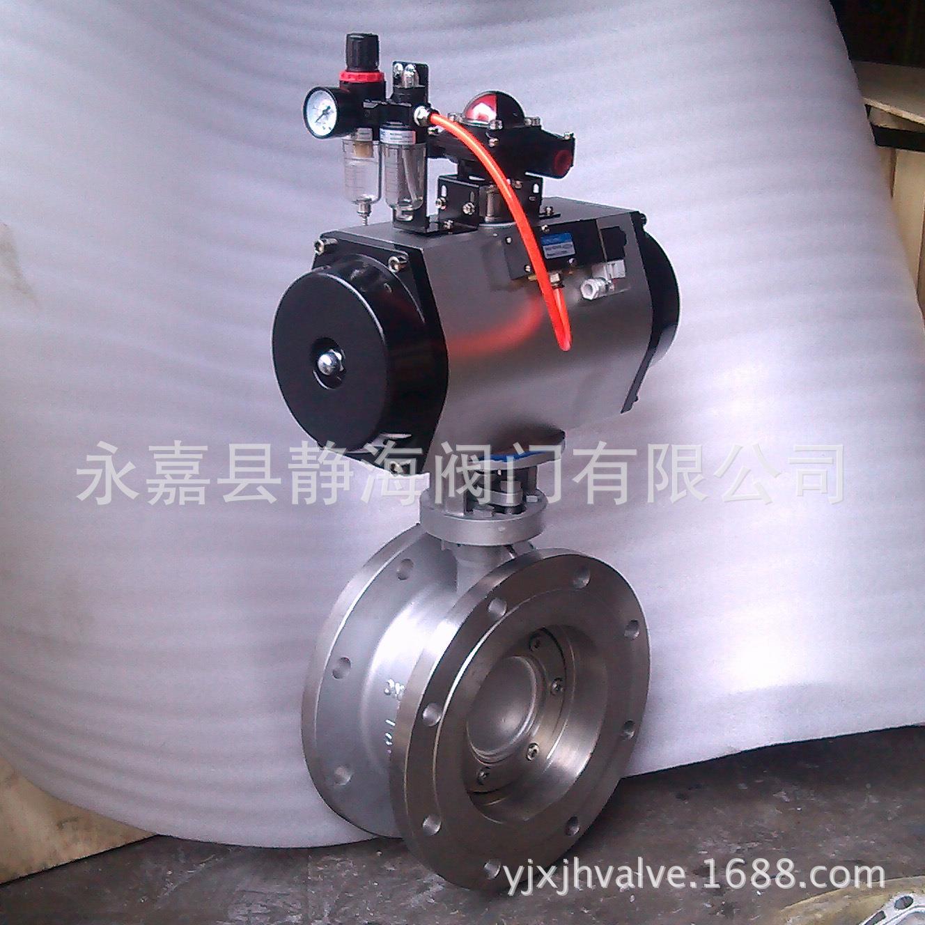 A瀞D64W-16P气2833动锈钢三不偏心蝶阀 双法兰 气动硬密封蝶海阀