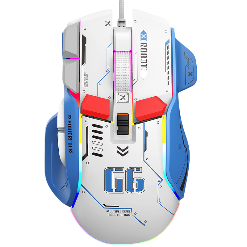 炫银狐G6机械鼠标游戏电竞有线USB电脑发光rgb宏定义静音1000HZ