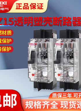 德力西塑料外壳式空开断路器 DZ15-100T/3901 2901工地透明壳40T