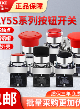 德力西LAY5S-BA31 BA42平钮自复位BA45红BA35 绿金属按钮开关