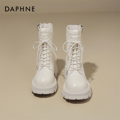 达芙妮Daphne系带厚底机车短靴