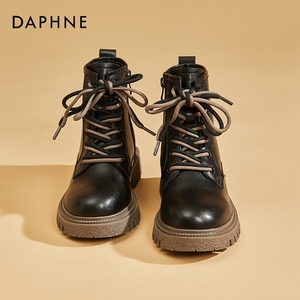 达芙妮Daphne 机车女孩~马丁靴女款厚底秋季复古大头靴英伦风短靴