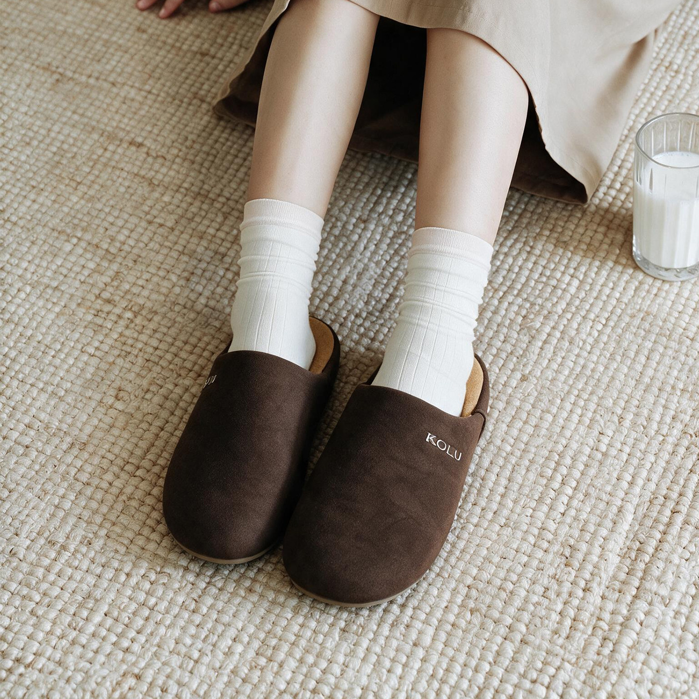 室内居家麂皮绒保暖棉拖鞋男女