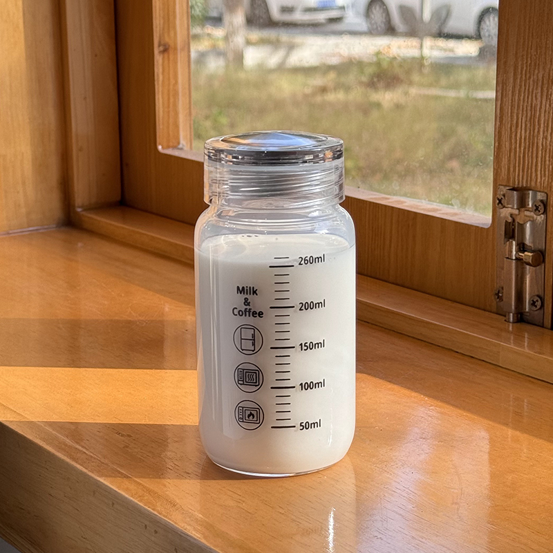 玻璃杯水杯女高颜值刻度牛奶杯咖啡杯便携早餐豆浆杯新款2023杯子