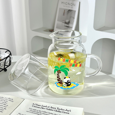 800ml大容量带盖杯子家用喝水杯女耐高温玻璃带把刻度杯男泡茶杯