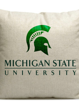 密歇根州立大学MSU纪念品美国留学周边沙发靠垫靠背午休抱枕