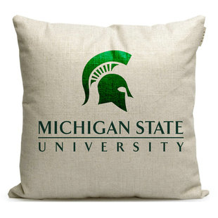 密歇根州立大学MSU纪念品美国留学周边沙发靠垫靠背午休抱枕