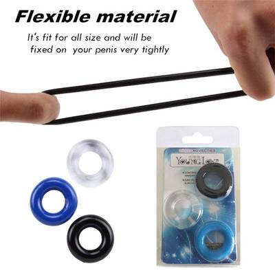 3pcs Silicone Cock Rings Delay Ejaculation Soft Penis Ring F