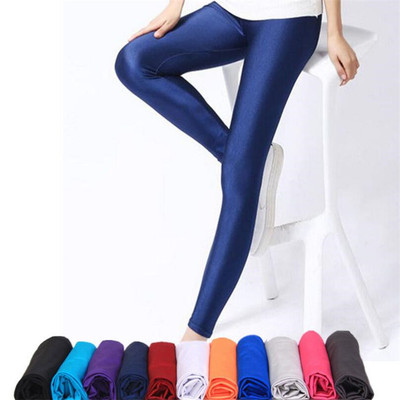 luorescent Spandex Elasticity Casual Trousers Shinny Legging