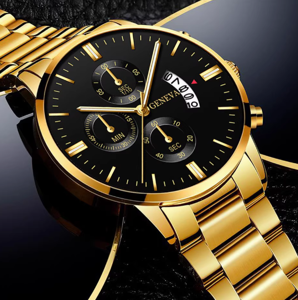 2025新款时尚男士手表钢带三眼男男表钢带商务多功能商务腕表男款