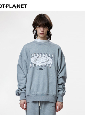 HOTPLANET男女卫衣2025款圆领春季套头原创潮牌美式纯棉重磅450g