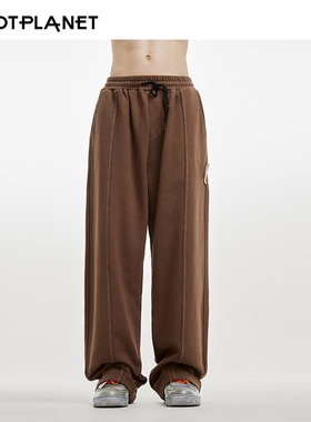 HOTPLANET休闲裤子男女2025款秋冬阔腿垂感解构拼接纯棉重磅450g