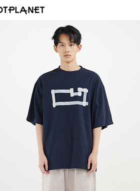 HOTPLANET短袖2025新款男女同款情侣夏日潮牌圆领235g宽松纯棉T恤