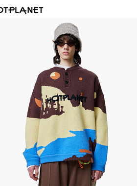 HOTPLANET毛衣男女士秋冬2025款美式加厚保暖潮牌情侣宽松针织衫