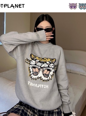 HOTPLANET毛衣男2025新款秋冬季情侣圆领长袖潮牌美式高街针织衫