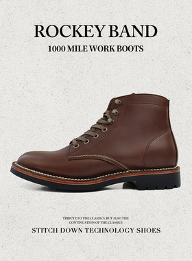 新款外翻工艺头层油蜡皮工装靴1000MILE经典复古马丁靴2026年春夏