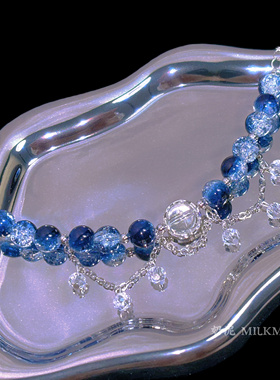 奶泥 MILKMUD/深蓝色系合集 琉璃串珠深海爆花渐变女小众闺蜜手链