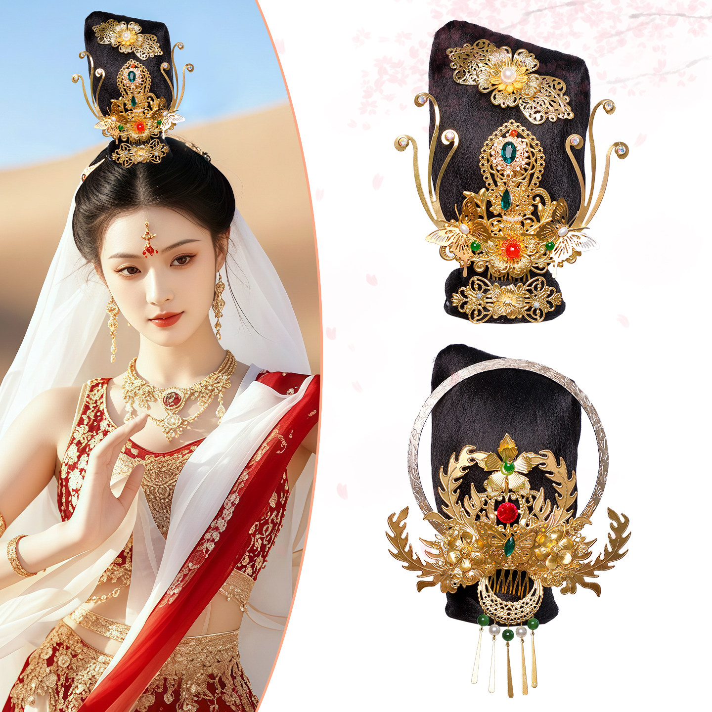 金冠古风神女cos汉服写真高发髻图片