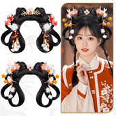 古风可爱少女发箍假发毛茸茸头饰套装 古装 演出发髻组合百搭发饰