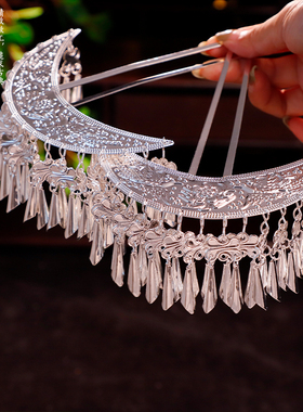 古风发饰日常百搭苗银异域风苗疆少女配饰发钗发冠百搭典雅头饰